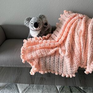 Handmade Peach Crochet Blanket